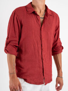 Camicia in lino con colletto 6604 Bordeaux (4)