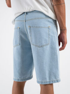 ESTASI Bermuda in jeans con bottoni e senza rotture POGBA Azzurro Chiaro (3) 2
