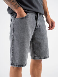 ESTASI Bermuda in jeans con bottoni e senza rotture POGBA Grigio (2)