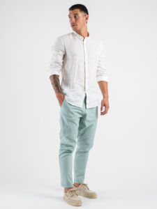 IMPERIAL Pantalone morbido in misto lino PA26HRRT05 Verde Acqua (2)
