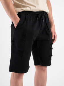 PABLIC Bermuda con coulisse e rotture 210059 Nero (3)