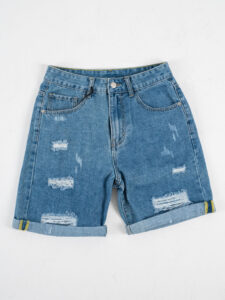 PABLIC Bermuda in jeans con rotture 210057 Blu Denim (2)