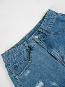 PABLIC Bermuda in jeans con rotture 210057 Blu Denim (3)