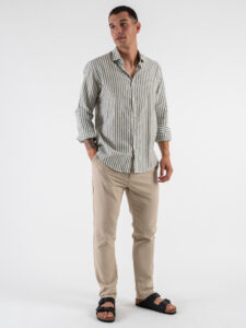 Pantalone in misto lino con elastico in vita KK24 Camel (2)