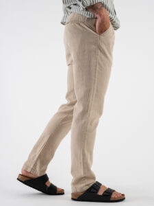 Pantalone in misto lino con elastico in vita KK24 Camel (6)