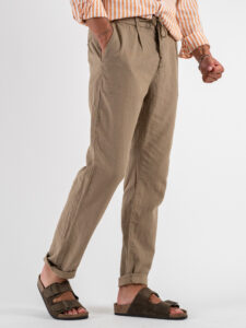 Pantalone in misto lino con elastico in vita KK24 Khaki (1)