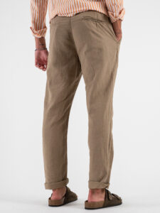 Pantalone in misto lino con elastico in vita KK24 Khaki (3)