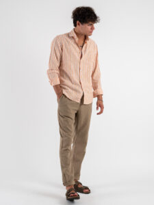 Pantalone in misto lino con elastico in vita KK24 Khaki (4)