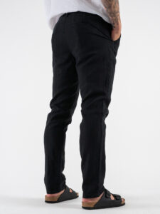 Pantalone in misto lino con elastico in vita KK24 Nero (1)