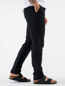 Pantalone in misto lino con elastico in vita KK24 Nero (5)