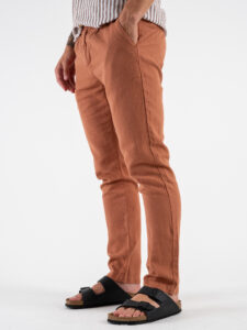 Pantalone in misto lino con elastico in vita KK24 Rust (1)