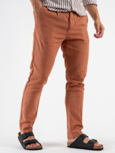 Pantalone in misto lino con elastico in vita KK24 Rust (2)