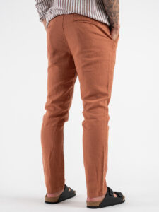 Pantalone in misto lino con elastico in vita KK24 Rust (4)
