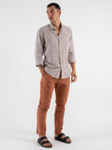 Pantalone in misto lino con elastico in vita KK24 Rust (5)