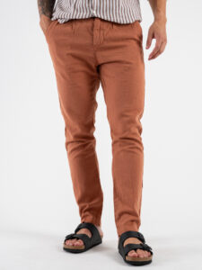 Pantalone in misto lino con elastico in vita KK24 Rust (6)