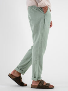 Pantalone in misto lino con elastico in vita KK24 Water Green (3)
