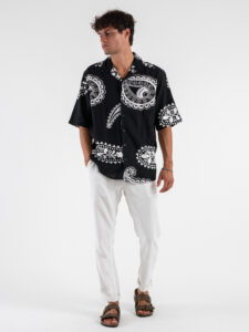 Pantalone in misto lino con elastico in vita KK24 White (2)