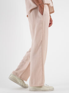 coordinato misto lino con pantalone baggy con pinces e camicia mm APERITIF Beige (2)