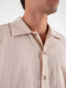 coordinato misto lino con pantalone baggy con pinces e camicia mm APERITIF Beige (6)