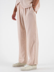 coordinato misto lino con pantalone baggy con pinces e camicia mm APERITIF Beige (9)