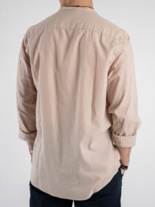 BERNA Camicia in cotone leggero con collo a coreana 230237 Sabbia (1)