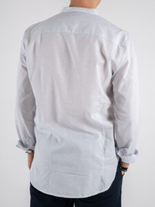 BERNA Camicia in cotone microlavorato con collo a coreana 243432 Bianco (1)