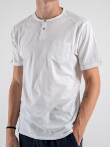 BERNA T-shirt serafino con taschino 243190 Bianco (3)