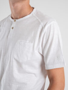 BERNA T-shirt serafino con taschino 243190 Bianco (4)