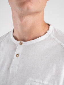 BERNA T-shirt serafino con taschino 243190 Bianco (5)