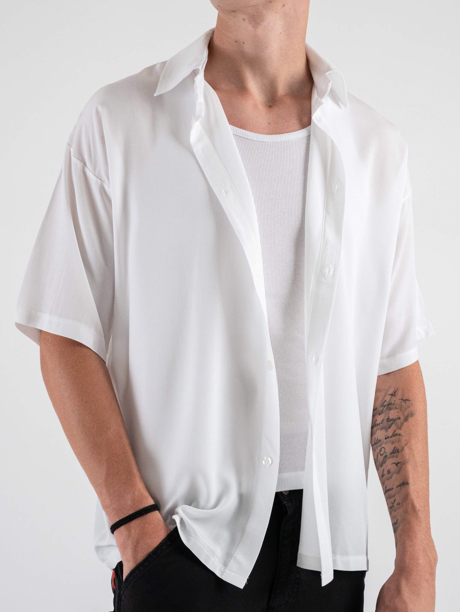 Camicia a M M in viscosa con colletto e bottoni TT150 Bianca Prezzo 0 00 Estasi Fashion