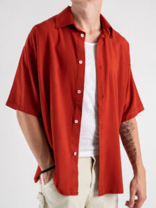 Camicia a MM in viscosa con colletto e bottoni TT150 Melograno (3)