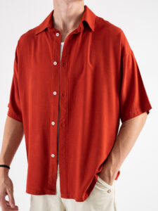 Camicia a MM in viscosa con colletto e bottoni TT150 Melograno (4)