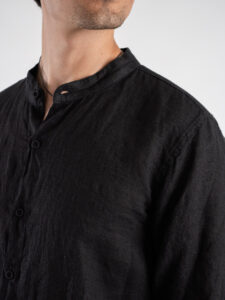 Camicia coreana in lino 211 Nero (5)