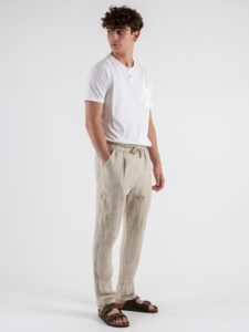 ESTASI Pantalaccio slim fit in lino con coulisse in vita COCORICò Beige (2)