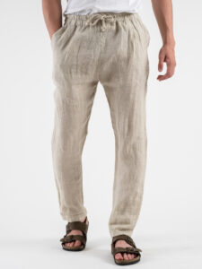 ESTASI Pantalaccio slim fit in lino con coulisse in vita COCORICò Beige (3)