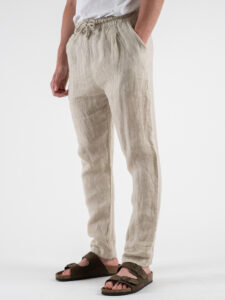 ESTASI Pantalaccio slim fit in lino con coulisse in vita COCORICò Beige (4)