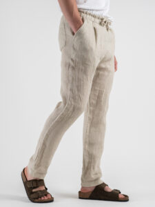 ESTASI Pantalaccio slim fit in lino con coulisse in vita COCORICò Beige (5)