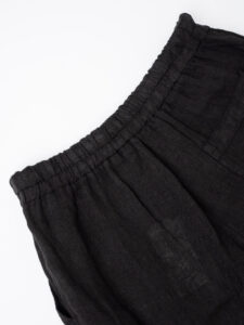 ESTASI Pantalaccio slim fit in lino con coulisse in vita COCORICò Nero (1)