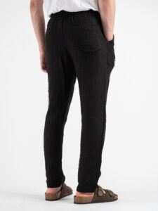 ESTASI Pantalaccio slim fit in lino con coulisse in vita COCORICò Nero (7)