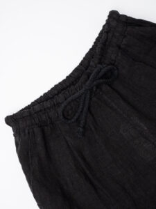 ESTASI Pantalaccio slim fit in lino con coulisse in vita COCORICò Nero (8)