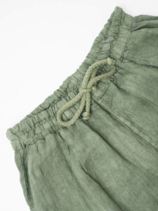 ESTASI Pantalaccio slim fit in lino con coulisse in vita COCORICò Verde (1)
