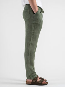ESTASI Pantalaccio slim fit in lino con coulisse in vita COCORICò Verde (6)