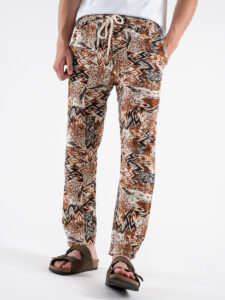 ESTASI Pantalone misto linoviscosa in fantasia etnica MARRAKECH Moro (3)