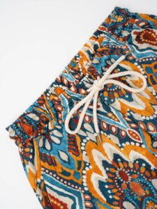 ESTASI Pantalone misto linoviscosa in fantasia etnica ZANZIBAR Turchese (8)