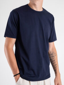 ESTASI T-shirt girocollo basica stretch MARTE Blu (1)