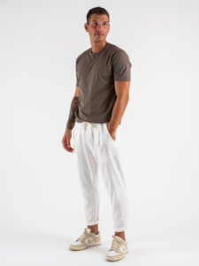 ESTASI T-shirt girocollo basica stretch MARTE Moro (2)