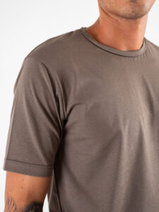 ESTASI T-shirt girocollo basica stretch MARTE Moro (5)