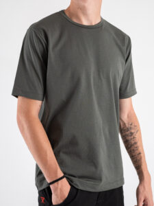 ESTASI T-shirt girocollo basica stretch MARTE Verde Militare (1)