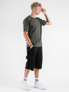 ESTASI T-shirt girocollo basica stretch MARTE Verde Militare (2)