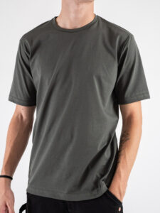 ESTASI T-shirt girocollo basica stretch MARTE Verde Militare (3)